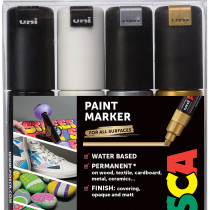 POSCA PC-8K Broad Chisel Tip Marker Pens - Mono Tone Colours (Pack of 4)
