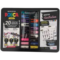 POSCA Illustration Paint Marker Set - Assorted Colours - Tin of 20 (Limited Edition)