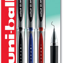 Uni-Ball UM-153S Signo Gel Impact Rollerball Pens - Assorted Colours (Blister of 3)