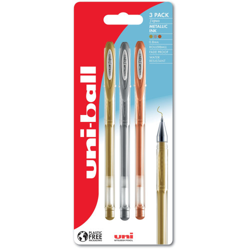 Uni-Ball UM-120NM Signo Gel Ink Rollerball Pens - Decorative Colours (Pack of 3)