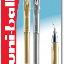 Uni-Ball UM-120NM Signo Gel Ink Rollerball Pens - Gold & Silver (Pack of 2)