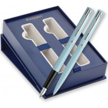 Waterman Allure Fountain & Ballpoint Pen Gift Set - Pastel Blue Chrome Trim