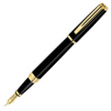 Waterman Exception Fountain Pen Slim - Black Lacquer Gold Trim