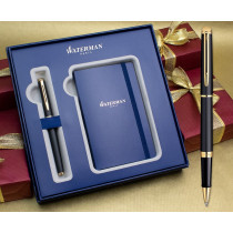 Waterman Hemisphere Rollerball Pen - Matte Black Gold Trim in Luxury Gift Box with Free Notebook