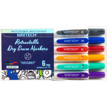 Writech Retractable Whiteboard Marker - Assorted (Pack of 6)