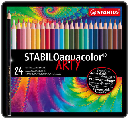 STABILOaquacolor Colouring Pencil - ARTY -Tin of 24 - Assorted Colours