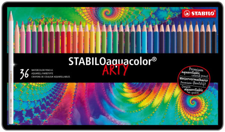 STABILOaquacolor Colouring Pencil- ARTY- Tin of 36 - Assorted Colours