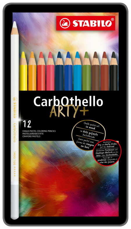 STABILO Carbothello Colouring Pencils - ARTY- Assorted Colours (Tin of 12)