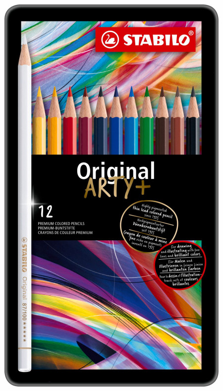 STABILO Original Colouring Pencils - ARTY -Assorted Colours (Tin of 12)