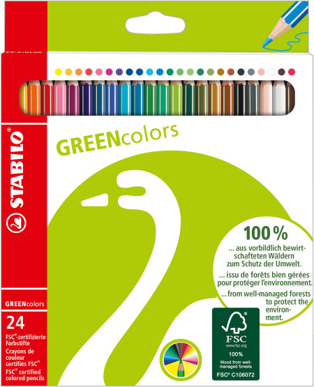 STABILO GREENcolors Colouring Pencil - Wallet of 24 - Assorted Colours