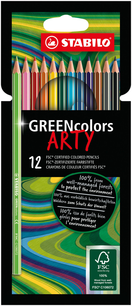 STABILO GREENcolors ARTY Colouring Pencil - Wallet of 12 - Assorted Colours