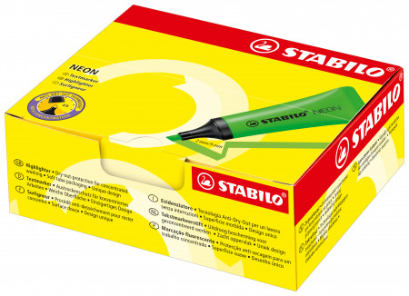 STABILO NEON Highlighter - Box of 10 - 4 Assorted Colours