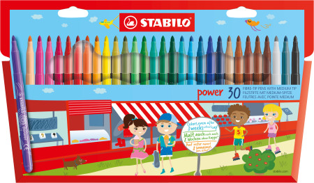 STABILO power Fibre Tip Pen - Wallet of 30 - Assorted colours