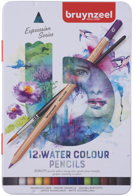 Bruynzeel Expression Watercolour Pencils - Assorted Colours (Tin of 12)