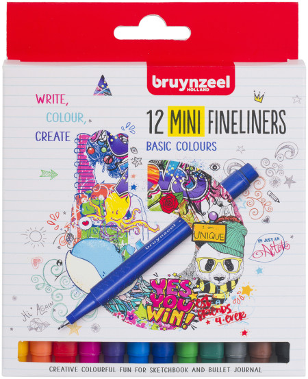 Bruynzeel Mini Fineliner Pens - Assorted Colours (Pack of 12)