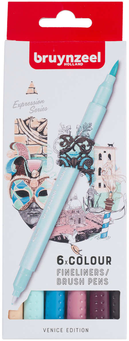 Bruynzeel Fineliner Brushpen Set - Venice Colours (Pack of 6)