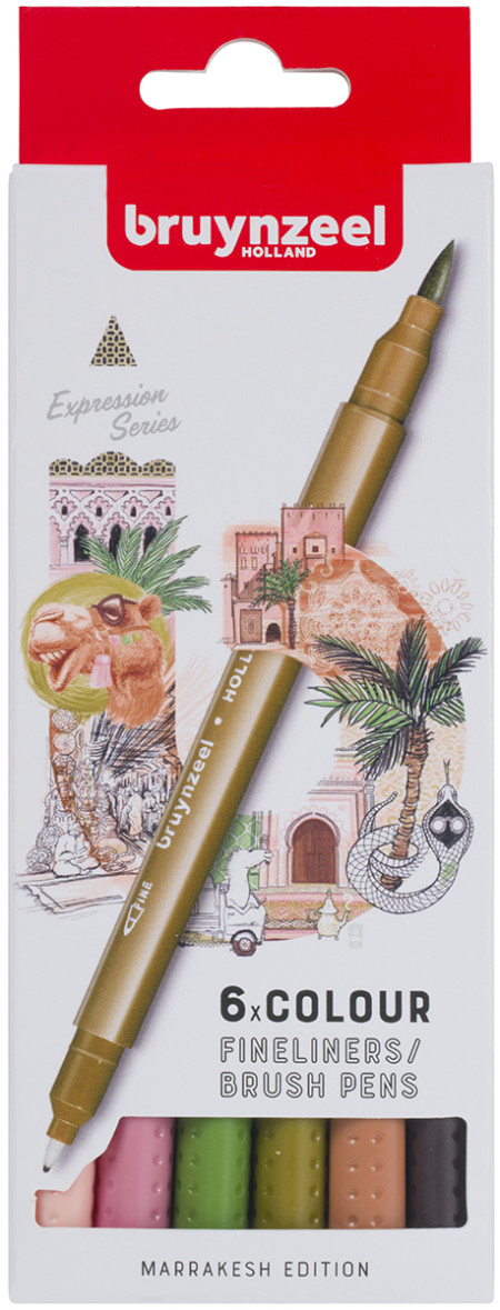 Bruynzeel Fineliner Brushpen Set - Marrakesh Colours (Pack of 6)