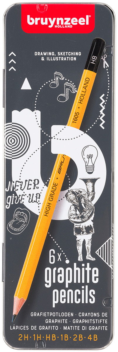 Bruynzeel Graphite Pencils - Assorted Grades (Tin of 6)