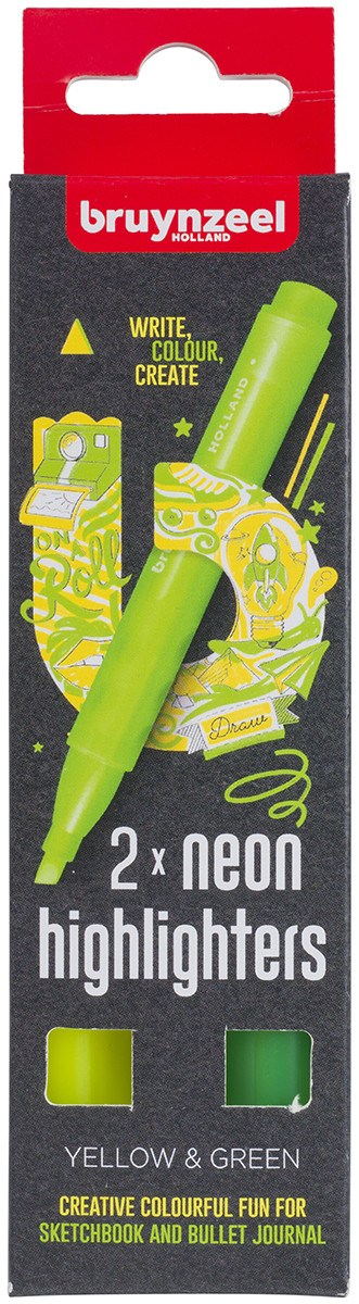 Bruynzeel Highlighters - Yellow & Green (Pack of 2)