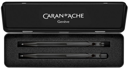 Caran d'Ache 849 Ballpoint Pen & 849 Mechanical Pencil Set - 0.7mm - Black Edition