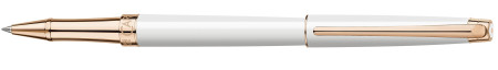 Caran d'Ache Léman Slim Rollerball Pen - White Lacquer Rose Gold Trim