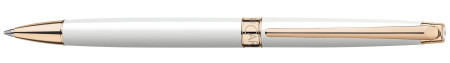 Caran d'Ache Léman Slim Ballpoint Pen - White Lacquer Rose Gold Trim