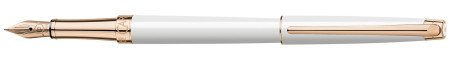 Caran d'Ache Léman Slim Fountain Pen - White Lacquer Rose Gold Trim