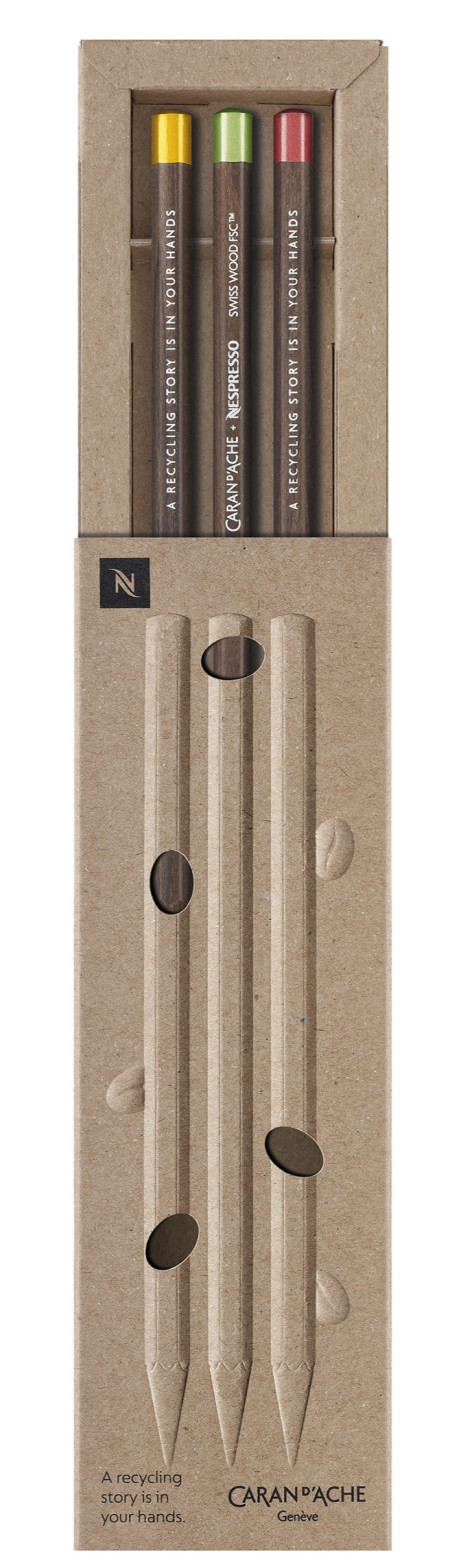 Caran d'Ache Swiss Wood Nespresso Edition 4 Graphite Pencil - HB (Set of 3)