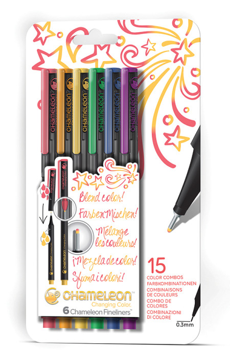 Chameleon Fineliner Pens - Primary Colours (Pack of 6)