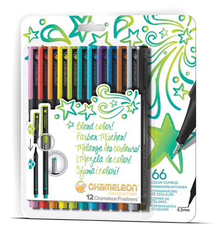 Chameleon Fineliner Pens - Bright Colours (Pack of 12)