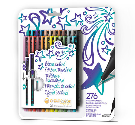 Chameleon Fineliner Pens - Bold Colours (Pack of 24)