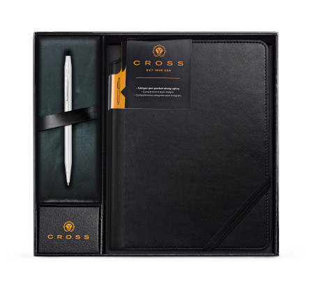 Cross Classic Century Ballpoint Pen Gift Set - Lustrous Chrome with Classic Black Journal