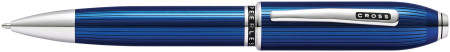 Cross Peerless Ballpoint Pen - Quartz Blue Engraved Lacquer with Platinum-plated Trim