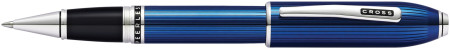 Cross Peerless Rollerball Pen - Quartz Blue Engraved Lacquer with Platinum-plated Trim
