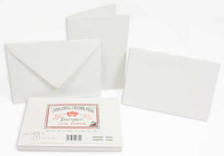 Crown Mill Classics C6 Set of 10 Folded Cards and Envelopes - White