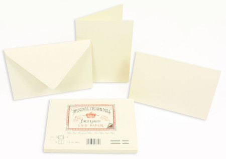 Crown Mill Classics C6 Set of 10 Folded Cards and Envelopes - Cream