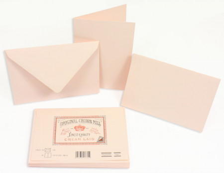 Crown Mill Classics C6 Set of 10 Folded Cards and Envelopes - Pink