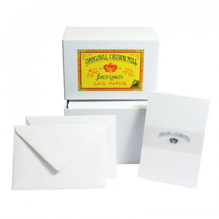 Crown Mill Luxury Box C6 Set of 50 Cards and Envelopes - White