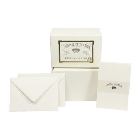 Crown Mill Pure Cotton C6 Set of 50 Cards and Envelopes - White