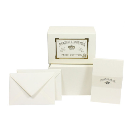 Crown Mill Pure Cotton C6 Set of 50 Cards and Envelopes - White