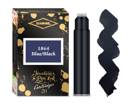 Diamine Ink Cartridge - 1864 Blue Black (Pack of 20)