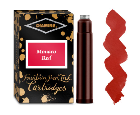 Diamine Ink Cartridge - Monaco Red (Pack of 18)