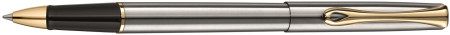 Diplomat Traveller Rollerball Pen - Stainless Steel Gold Trim