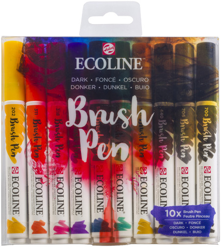 Ecoline Brush Pen Set - Dark Colours (Pack of 10)