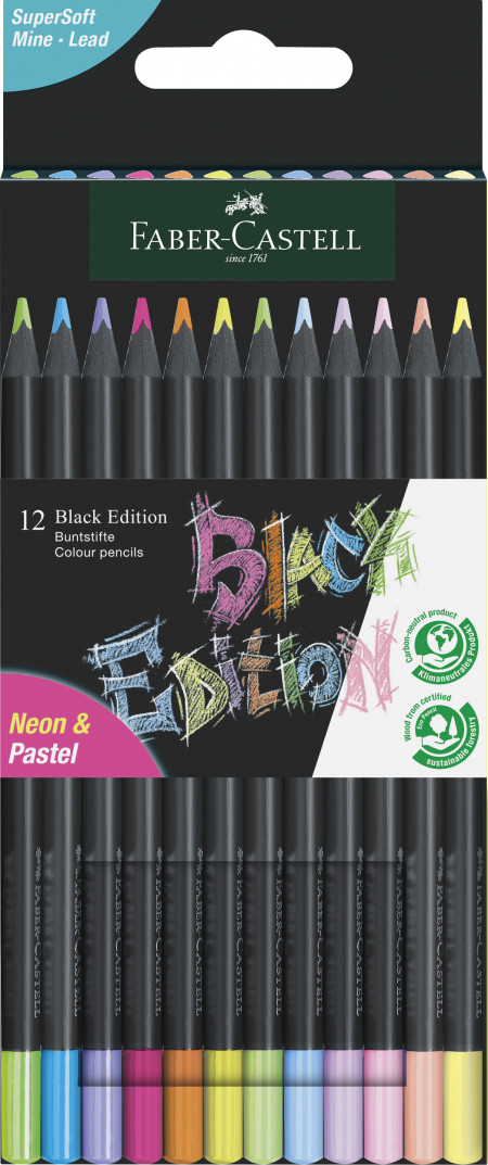Faber-Castell Black Edition Colour Pencils - Neon + Pastel