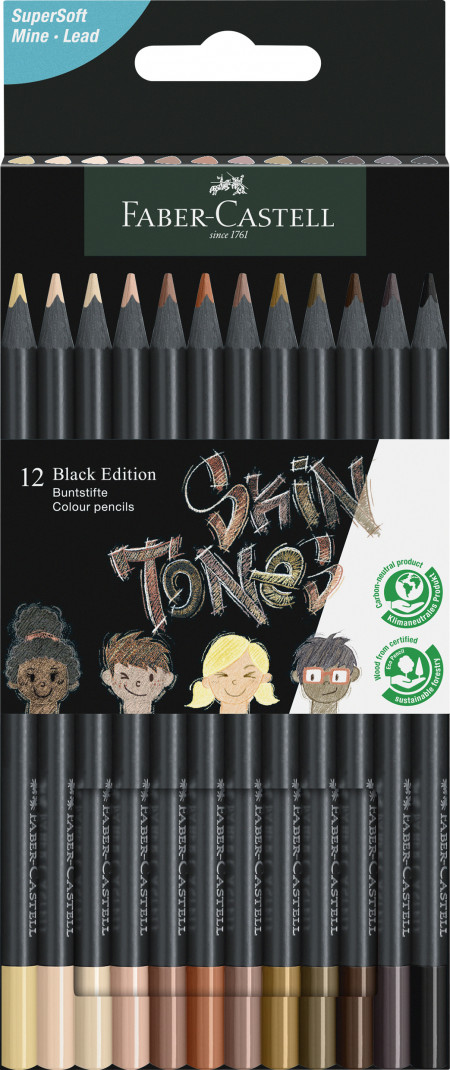 Faber-Castell Black Edition Colour Pencils - Skin Tones (Pack of 12)