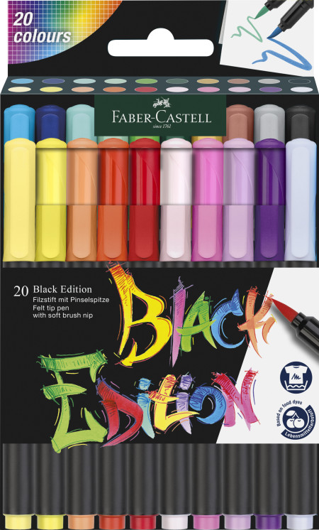 Faber-Castell Black Edition Brush Pen - Box of 20