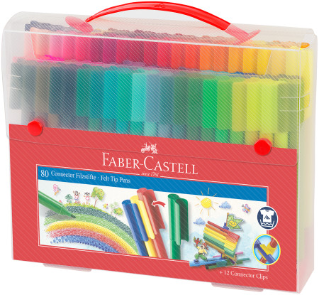 Faber-Castell Connector Fibre Tip Pens - Assorted Colours (Pack of 80)