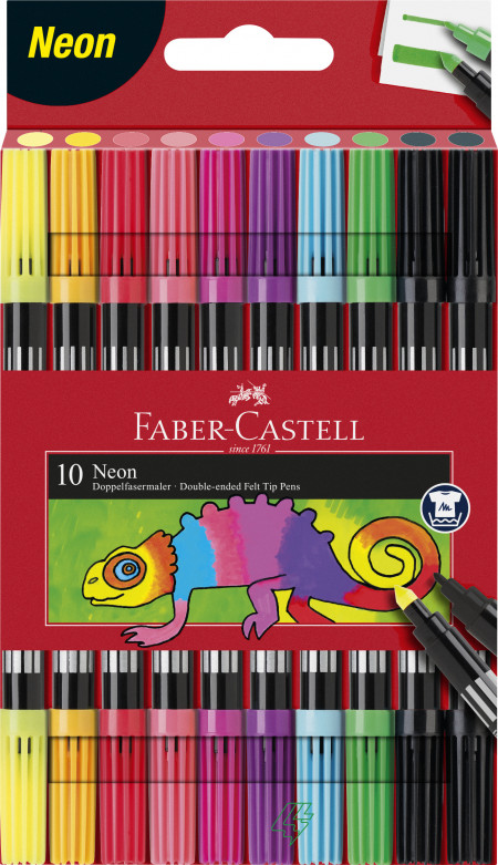 Faber-Castell Double Fibre-Tip Pen Set - Neon (Pack of 10)