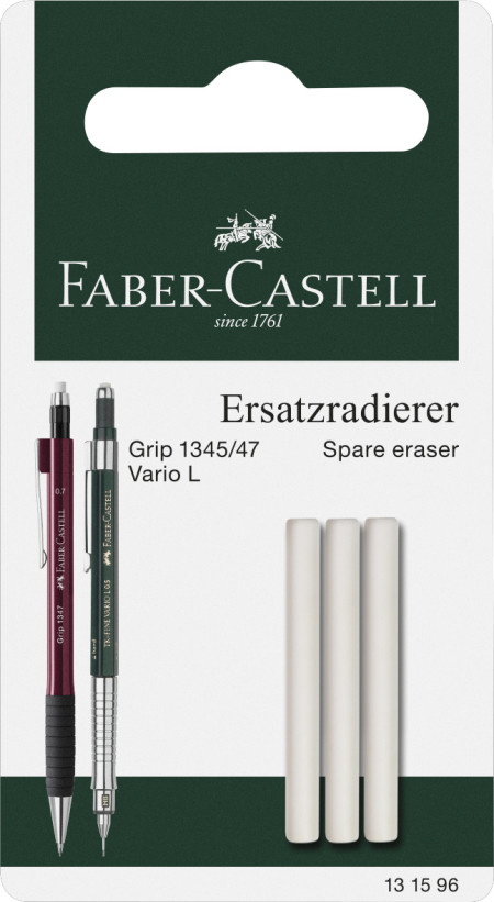 Faber-Castell Grip 1345/1347 Spare Eraser - Blister of 3